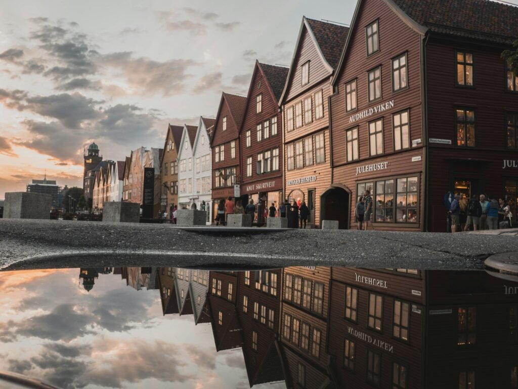 Bryggen in Bergen, old tree buildings