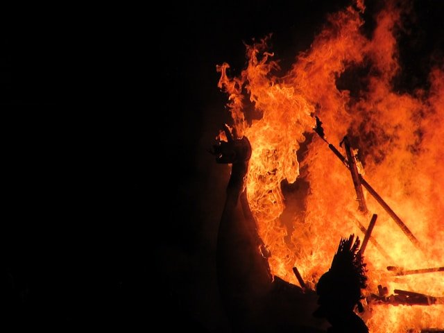 Burning Viking ship