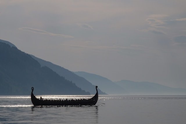 Viking ship on a fjord