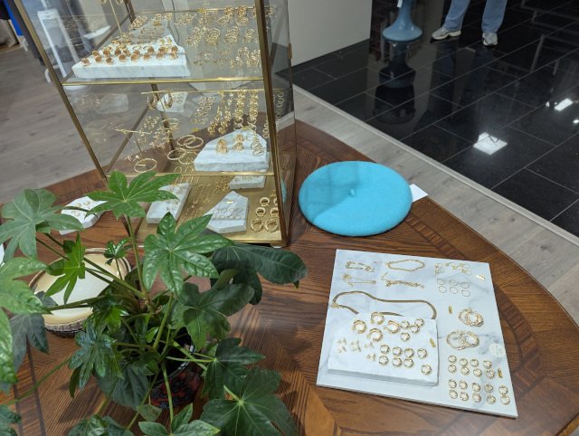 Inside Evig Vintage, jewelry display