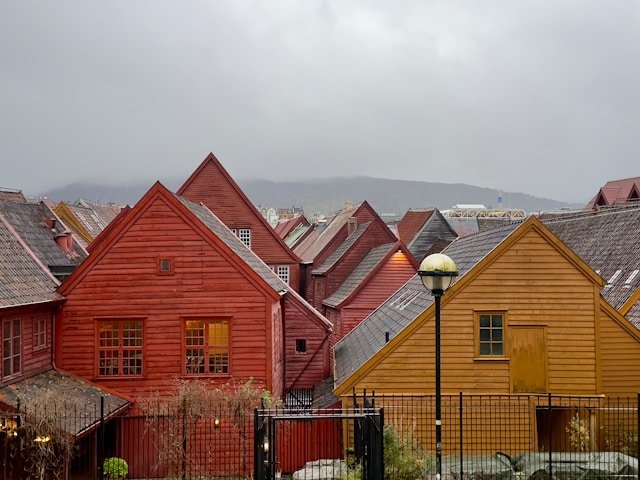 Old wood buildings in Bergen